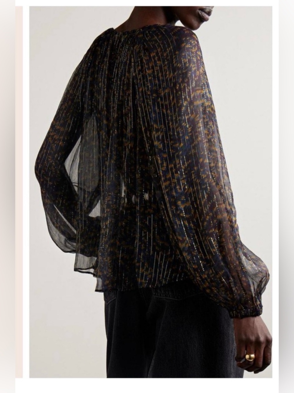 Ulla Johnson Sheer Black & Gold Top